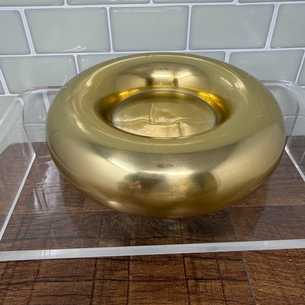 World Market Balloon Gold Pillar Candle Holder – Modern Brass Tone Trinket Dish
